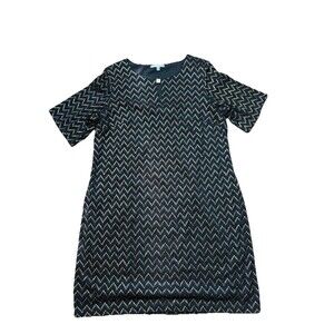 Black Gold Mini Chevron Subtle Classy Shift Dress Studio 1 Womens Size 18W EUC!